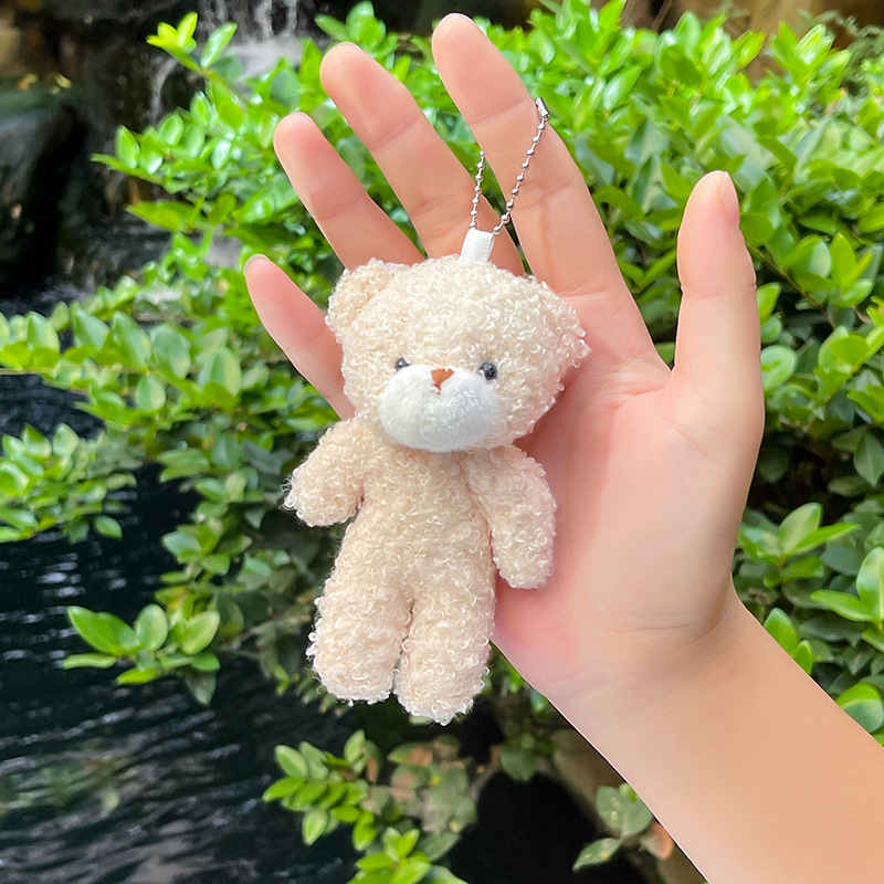 Cute Blush One-Piece Teddy Bear Keychain Bag Ornaments Rabbit Doll Plush Bear Pendant Wholesale