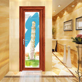 卫生间门贴纸厕所门贴画装饰图案遮墙贴整张玻璃门3d立体门画自粘