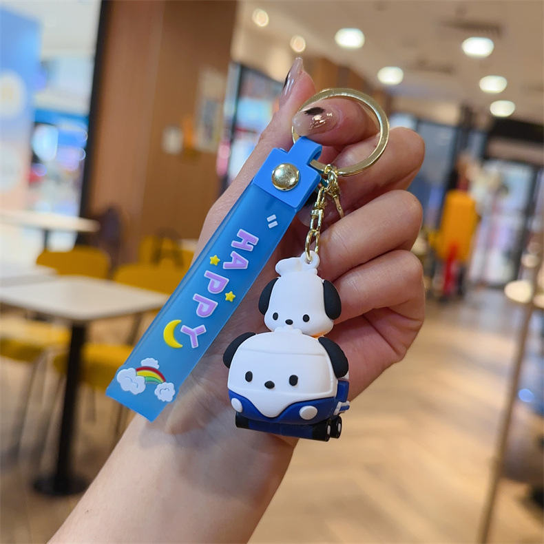 Sanrio Bumper Car Keychain Cinnamoroll Babycinnamoroll Melody Doll Pendant Cars and Bags Ornament Gifts Key Chain