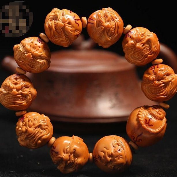 21正圆铁核橄榄核手串火焰恶僧佛爷才色双收老板送礼男士手链文玩