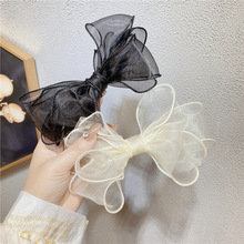韩国版头饰 雪纺仙女风蝴蝶结式层顶夹后脑勺头发夹学生发饰