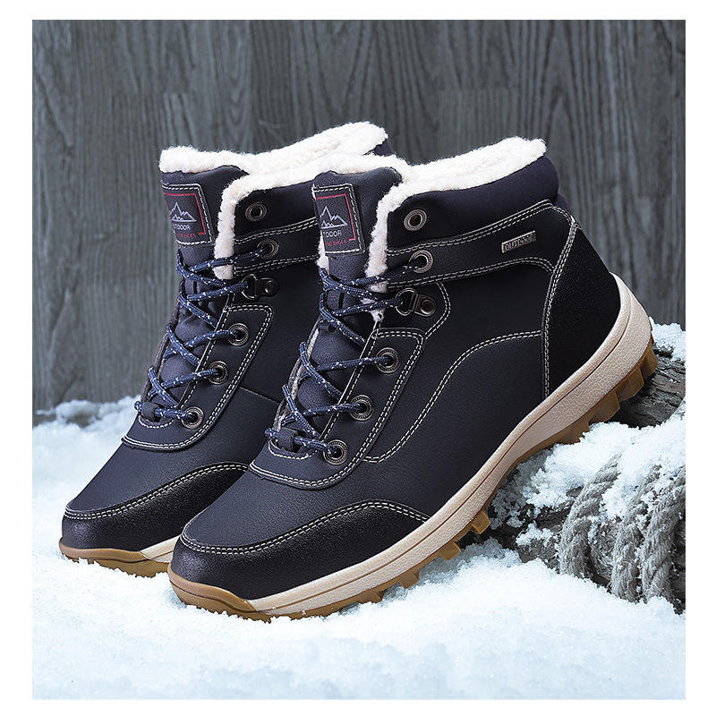2022新款男士雪地靴皮毛一体长筒厚底加绒保暖男靴子潮流大码男鞋