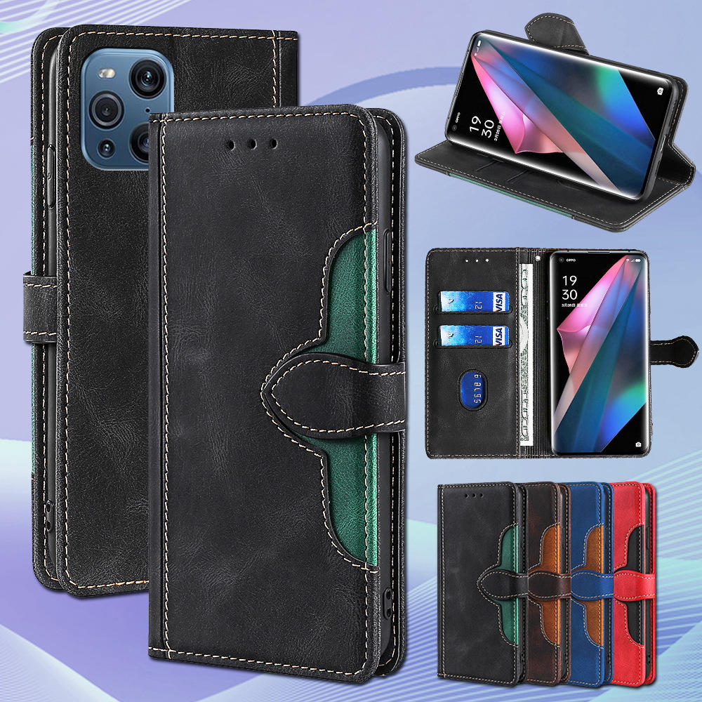 适用oppo a16手机皮套 find x3 pro翻盖reno 7 pro防摔现货手机壳
