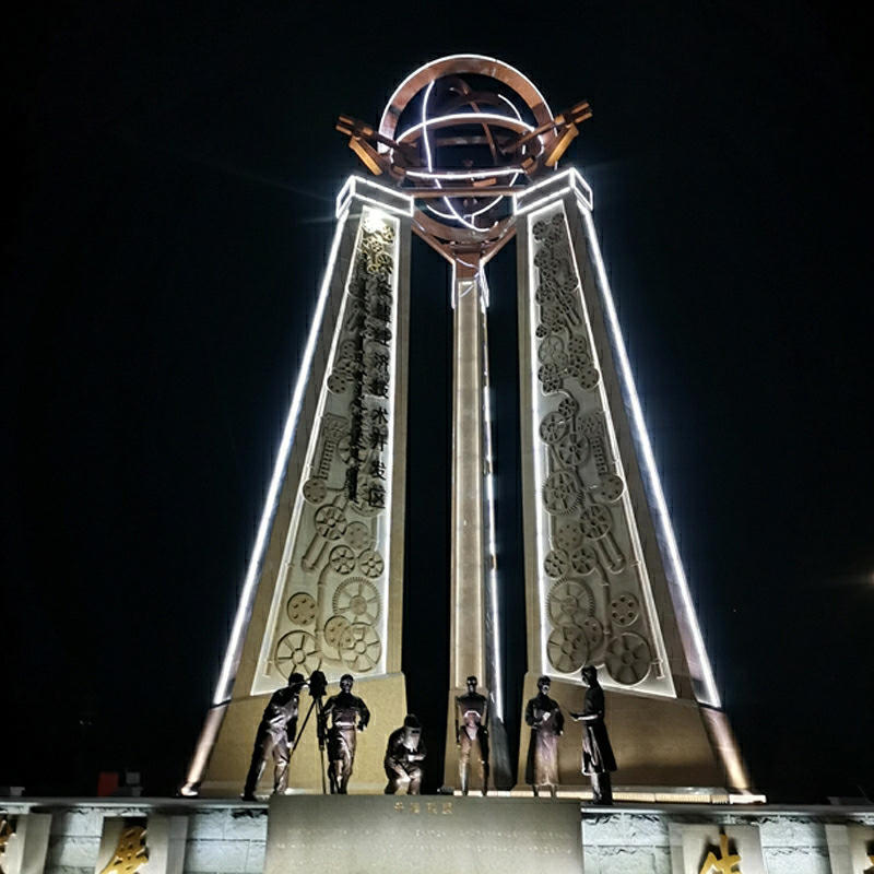 厂家拉丝面镜面不锈钢雕塑发光亮化园林景观耐候钢板金属雕塑小品