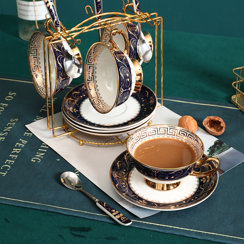 茶具茶杯复古骨瓷欧式咖啡杯子套装陶瓷杯碟高颜值下午茶单杯碟勺