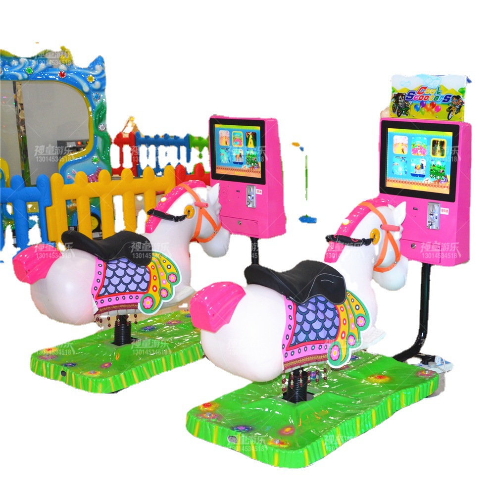 新款3d小赛马摇摆机 投币赛车游戏机儿童摇摇车儿童乐园游乐设备