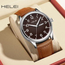 HELEI新款跨境新款手表男表夜光休闲简约石英男士手表计时腕表
