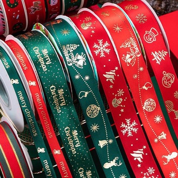 圣诞节蛋糕装饰丝带红绿色圣诞礼品礼物包装盒彩带diy绸带