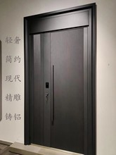 工厂直供现代轻奢简约城市小区入户精雕铸铝私人定制密码门子母门