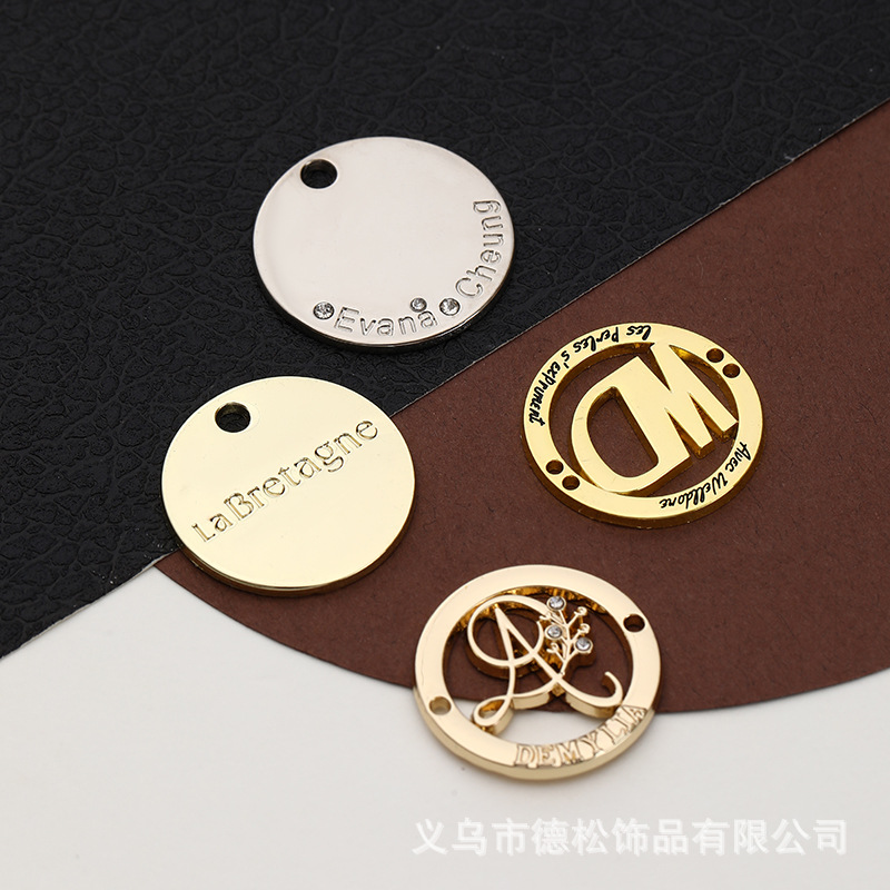 Adjustable Zinc Alloy Stainless Steel Metal Circle Sign Die-Casting Metal Logo Hollow Pants Hardware Decoration Nameplate