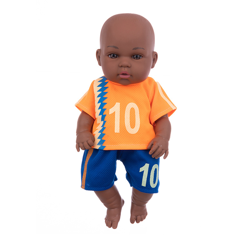 跨境新款11寸重生娃娃球服光头男娃儿童玩具玩偶搪胶娃娃定制批发