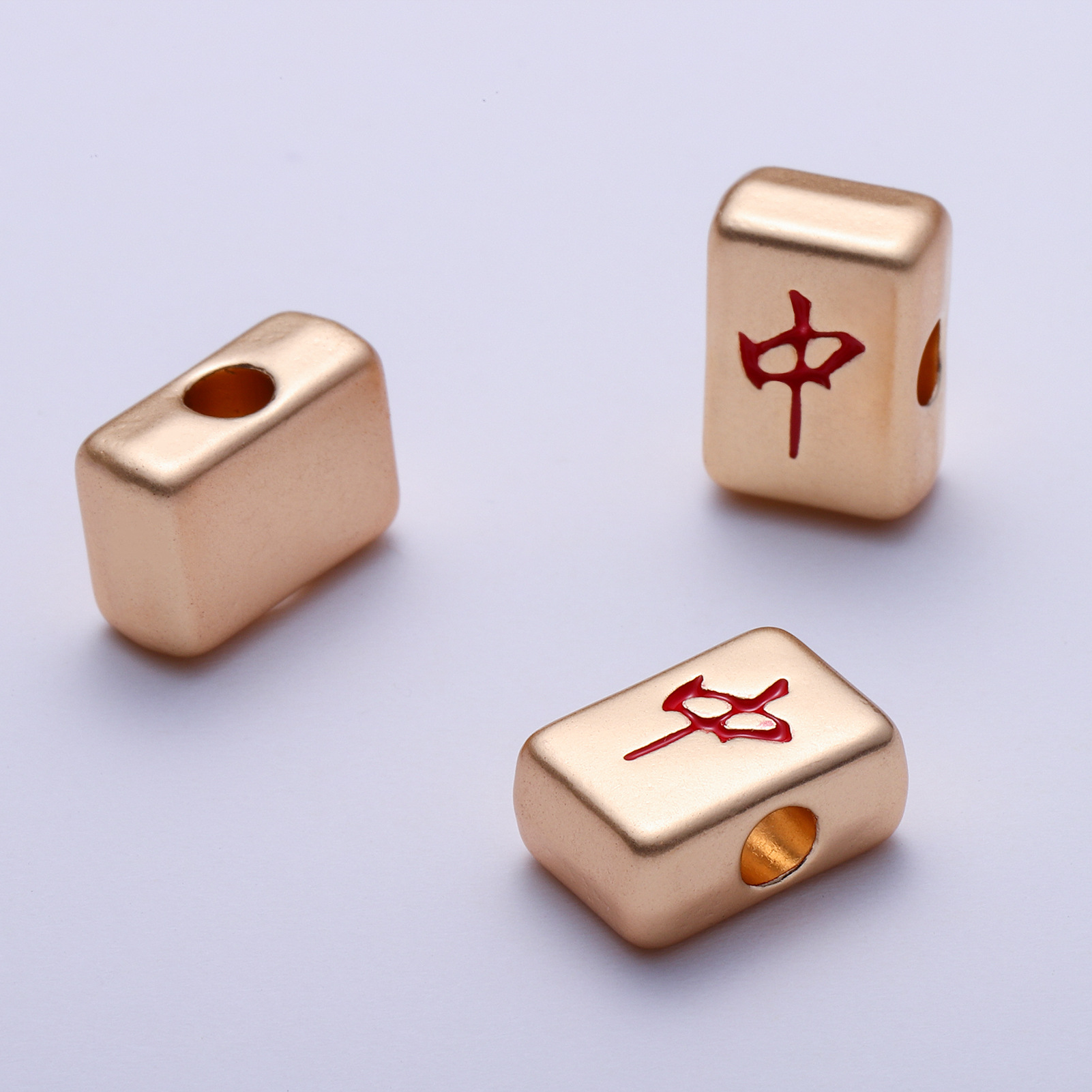 国粹麻将东南西北中发白串珠古老沙金配饰手链项链diy散珠配挂件