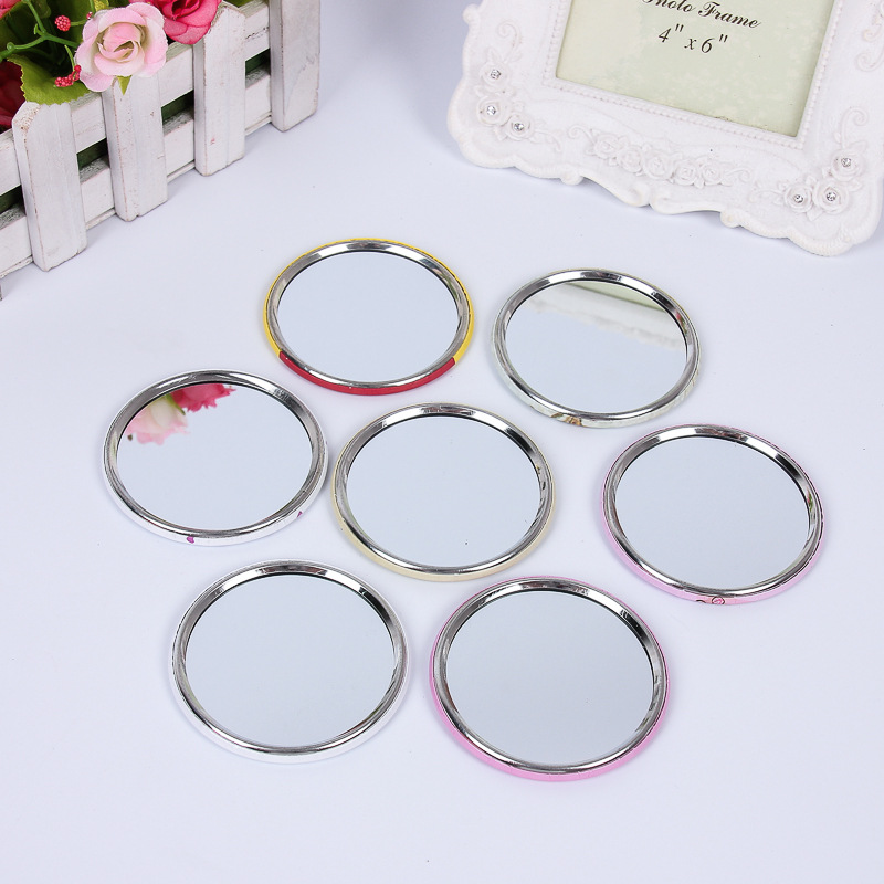 In Stock Wholesale Exquisite Tin Mirror Korean Cartoon Gift Small Mirror Advertising Metal Makeup Mirror