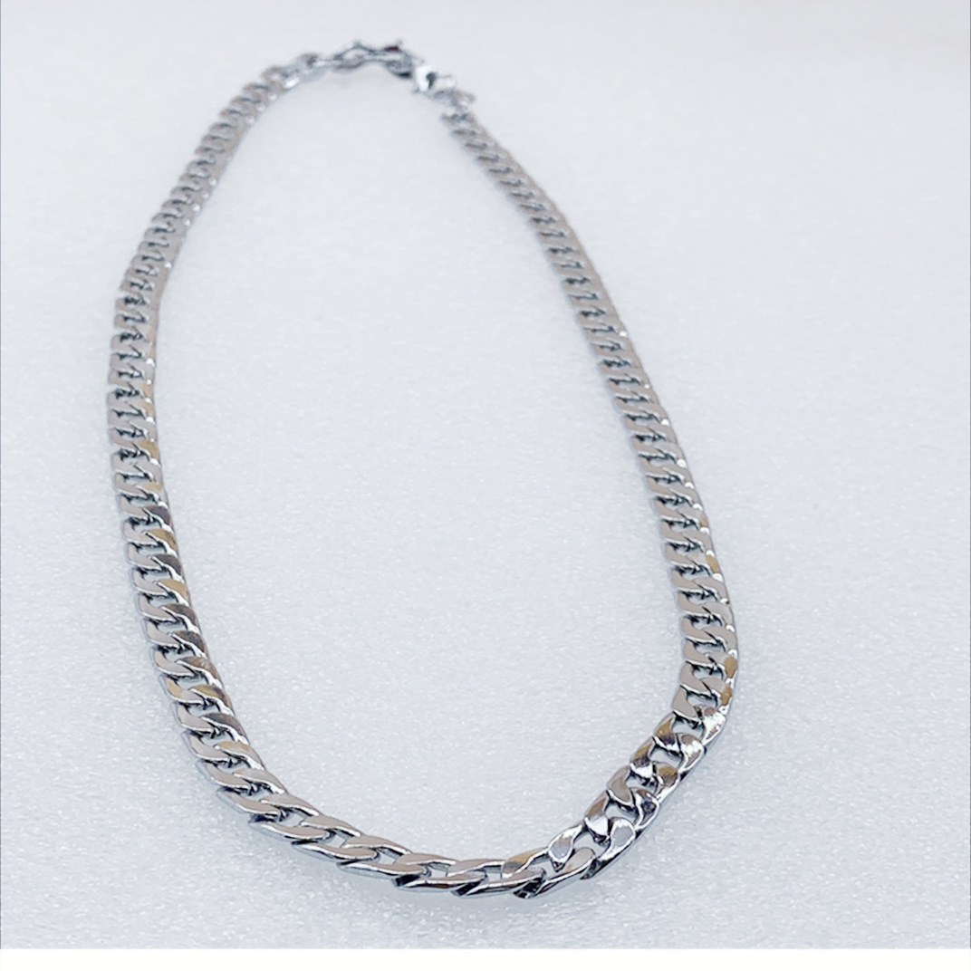 特价批发男式项链 电镀扁链 男款镀白金保色链条-阿里巴巴