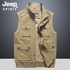Jeep new pattern man leisure time Vest waistcoat Multiple pockets pure cotton Middle and old age Easy Large Vest coat wholesale