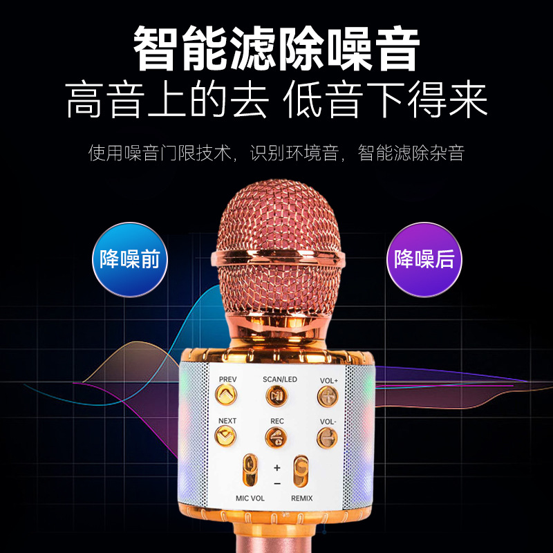 【 Factory direct supply 】WS-858Lk Song microphone Wireless Bluetooth speaker live microphone audio integration details Picture