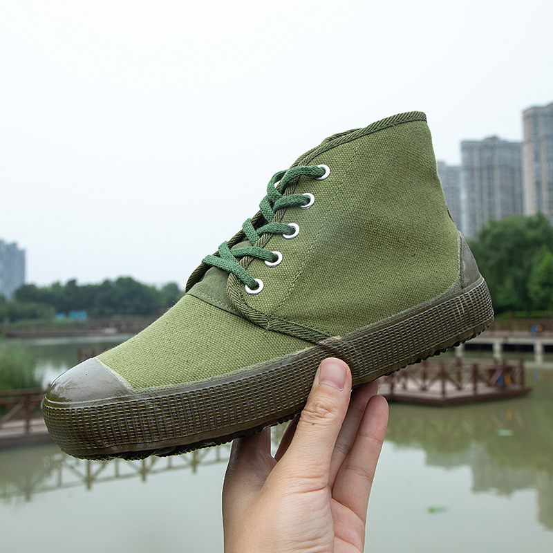 原版高帮老解放黄球鞋工地劳保鞋户外帆布男鞋农田系带鞋一件代发