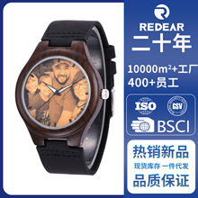 DIY底盖刻字一对一私人表盘定制 shopee台湾站热卖纪念品木质手表