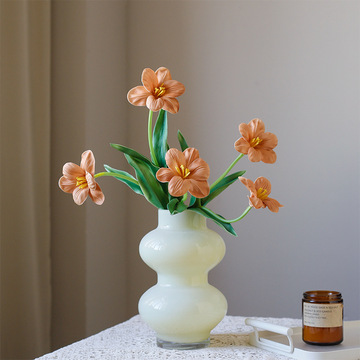 单支开口pu手感布朗尼郁金香仿真花材 婚庆花艺摄影装饰仿真假花