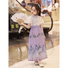 女童夏季薄款马面裙古装套装中国风汉服儿童童装明制改良唐装全套