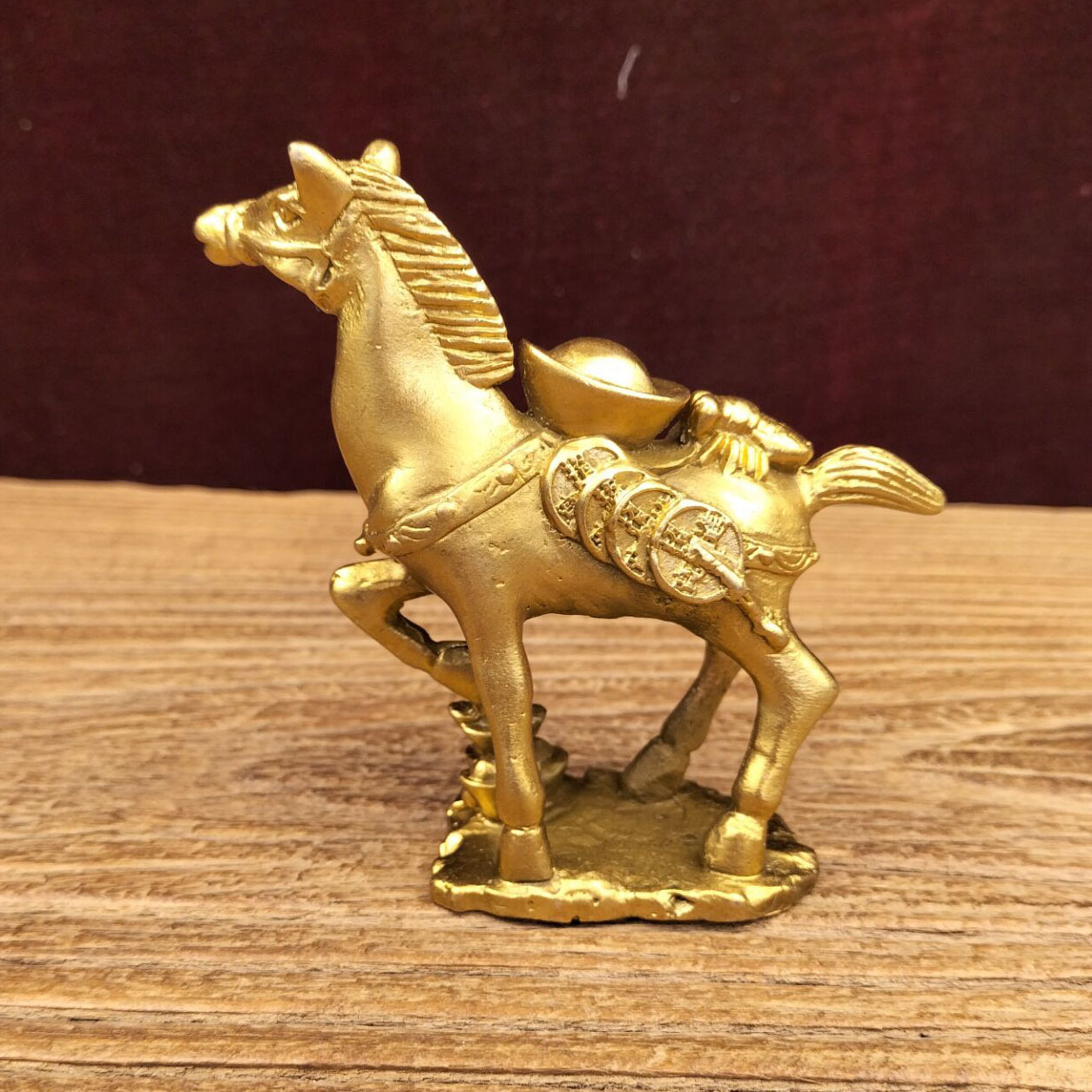 黄铜 有钱 铜赢 封侯生肖铜马铜器摆件