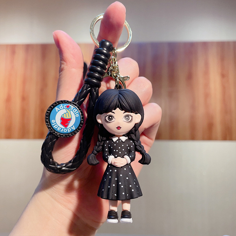 New Wednesday Skirt Girl Keychain Exquisite Character Model Doll Schoolbag Pendant Buckle Key Chain Wholesale