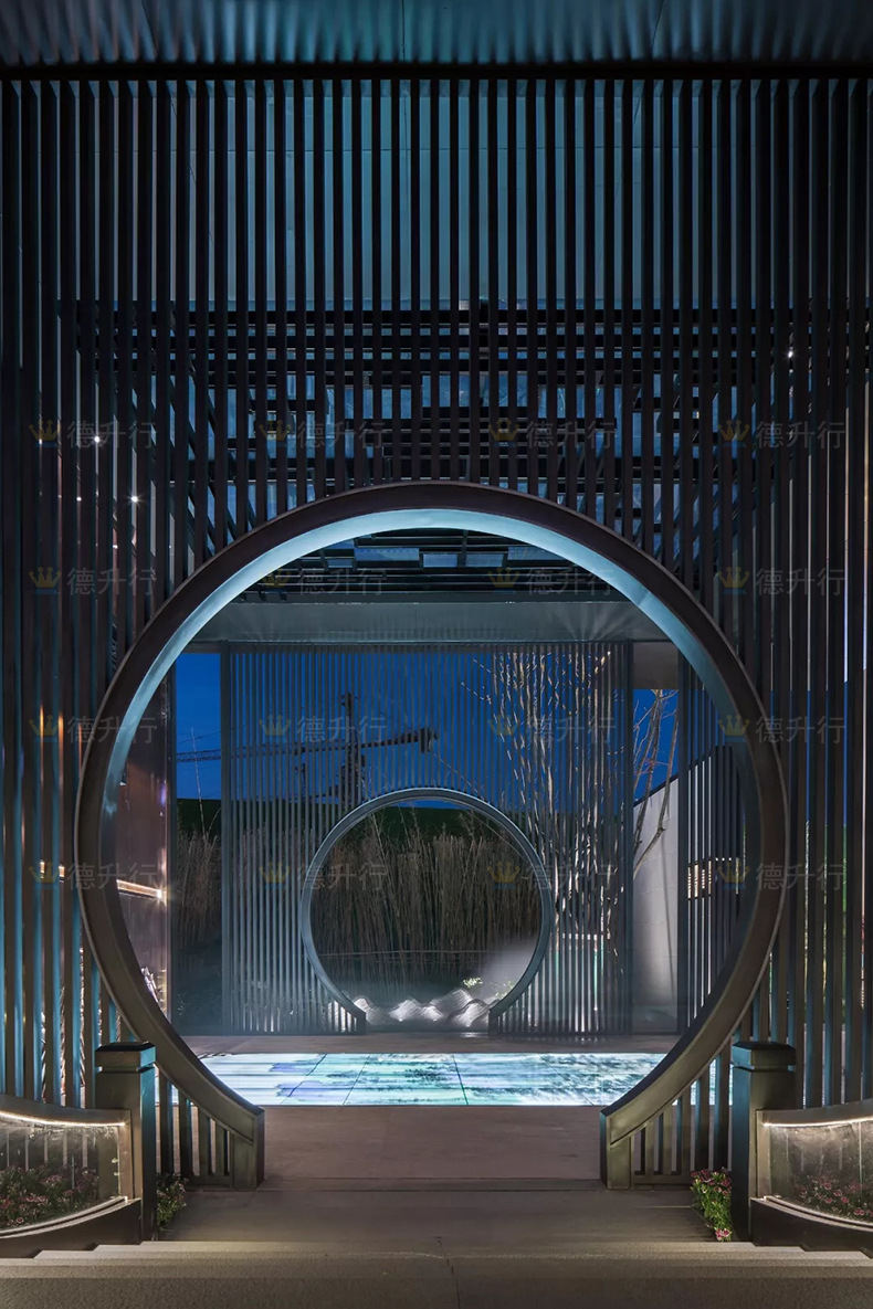 园林景观新中式青古铜不锈钢铝板浮雕月亮门月洞门拱形门屏风隔断