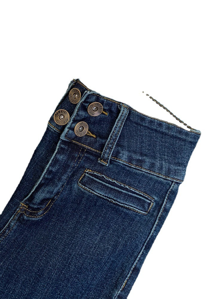 2023 New Retro Dark Blue High Waist Skinny Jeans Women's Slim Fit Slimming Flared Pants Mop