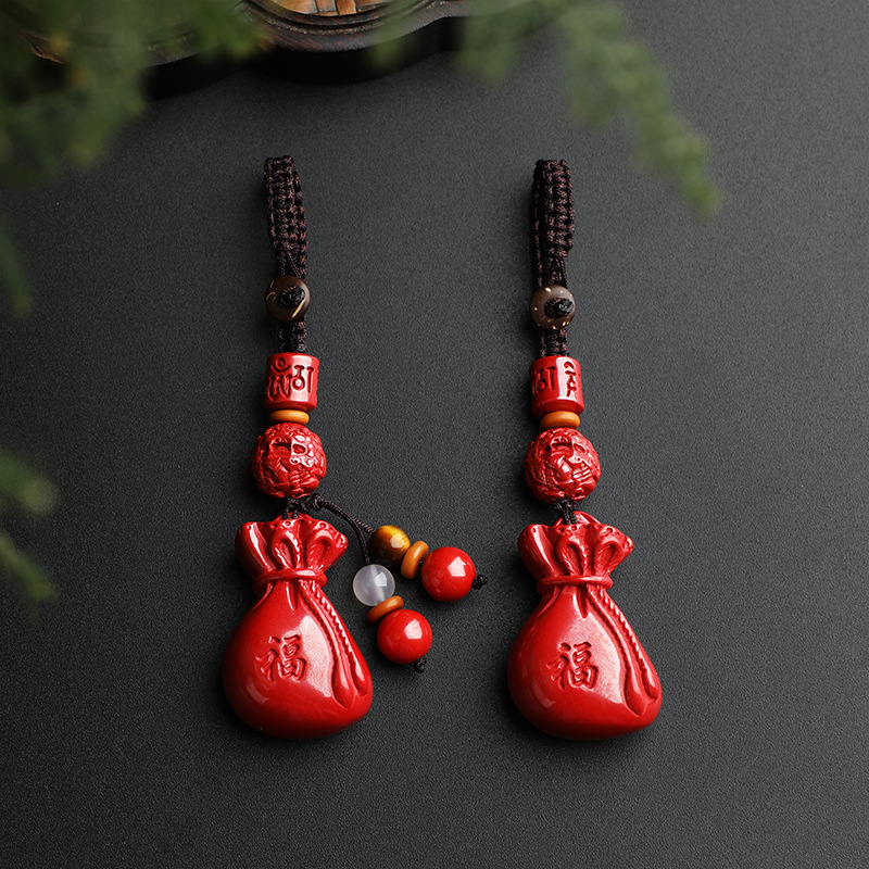原矿帝王砂福袋汽车钥匙扣男女财源福袋高含量朱砂符钥匙链-阿里巴巴
