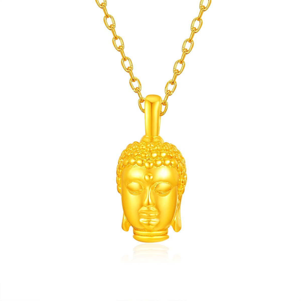 足金999佛头项链女如来佛祖金挂件3d硬金佛头保平安金店活动好礼