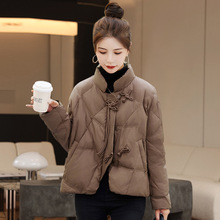 短版羽绒衣女冬季小个子休闲复古新中式2023年新款时尚白鸭绒外套