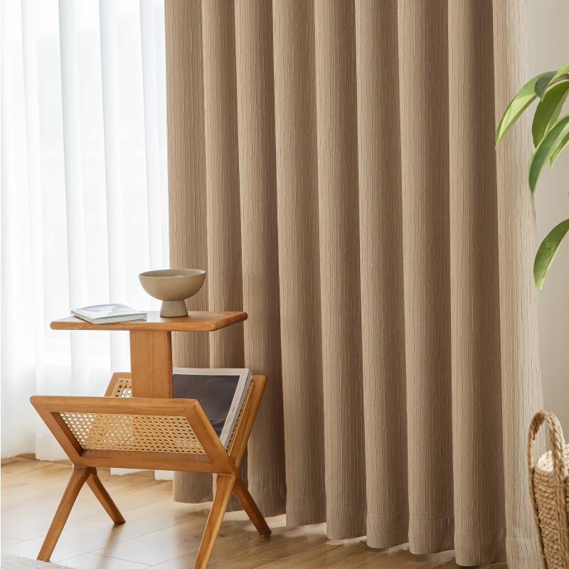 New Japanese Style Milk Tea Color Matcha Green Small Fine Wrinkle Shading Curtain Finished Living Room Bedroom Bay Window Champray Shading Cloth