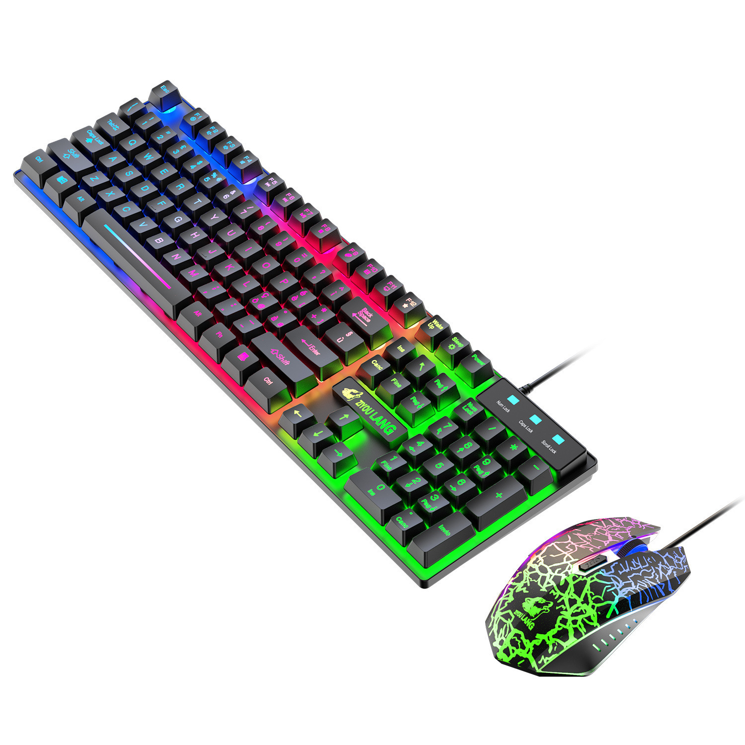 自由狼t13意大利文键盘发光键鼠标套装游戏机械手感意大利语键鼠