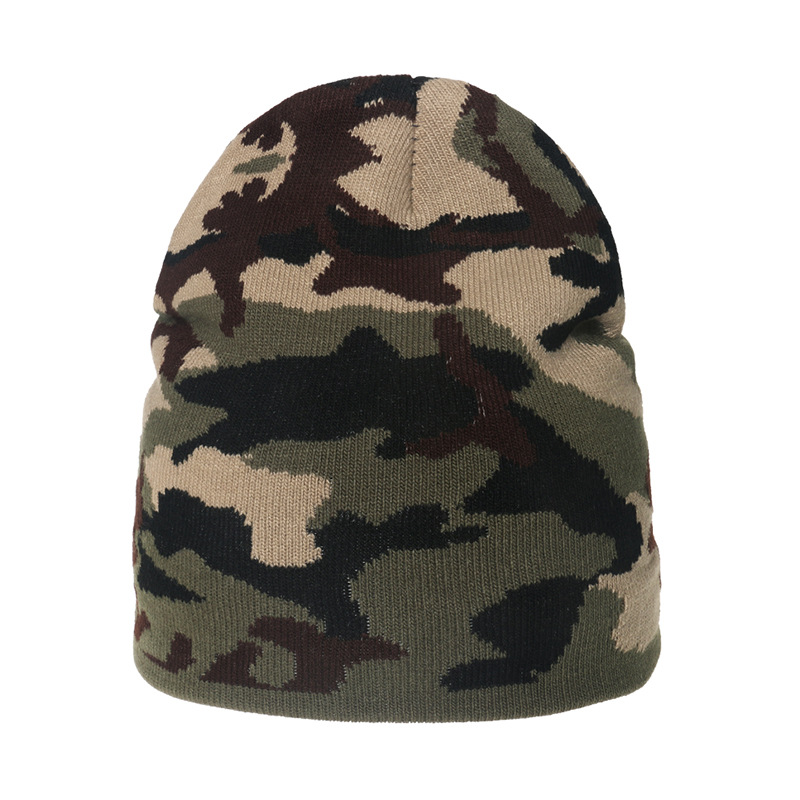 Foreign Trade Woolen Cap Amazon Winter Warm Hat Casual Camouflage Jacquard Brimless Beanie Male Beanie Caps