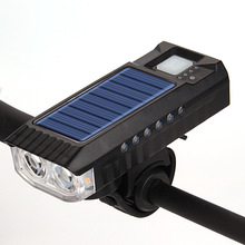 新款 太阳能充电自行 车前灯 喇叭等灯 USB充电夜骑警示灯厂家批