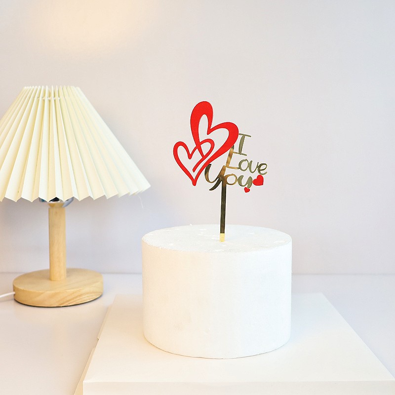 Copyright Cross-Border Valentine's Day Acrylic Cake Decoration Love Happy Valentine's Day Acrylic Cake Insertion Plug-in