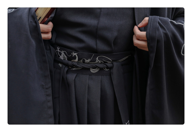 中国风黑色日常汉服男女古风情侣cp霸气龙纹大氅大码古装大袖袍秋