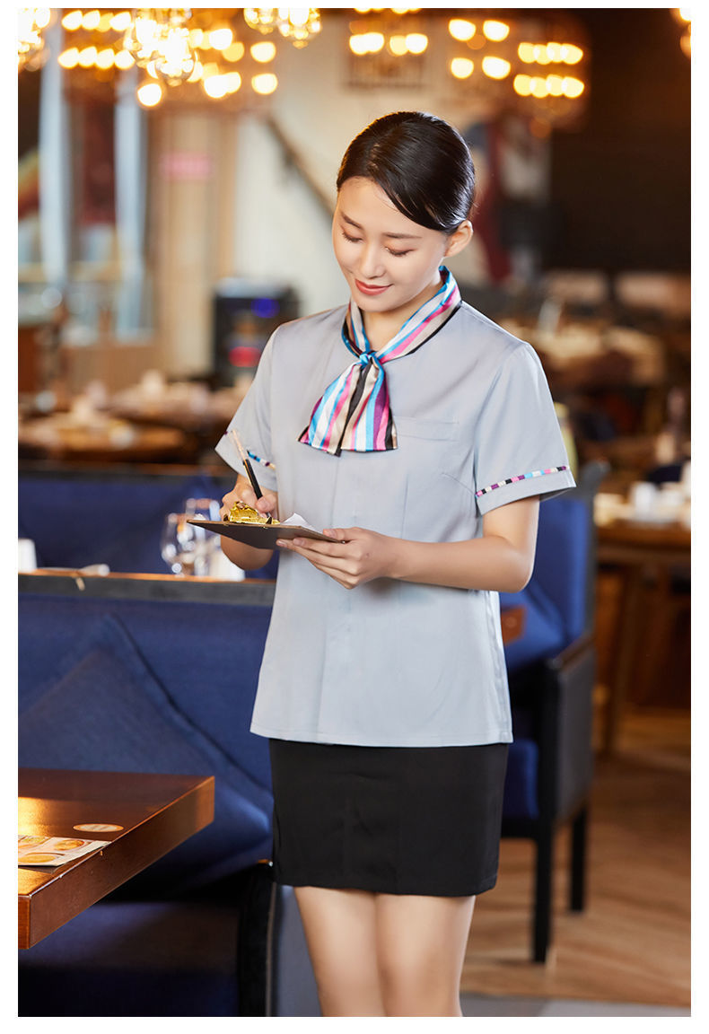 火锅饭店餐厅餐饮前台领班收银工作服短袖女酒店茶楼服务员工装夏