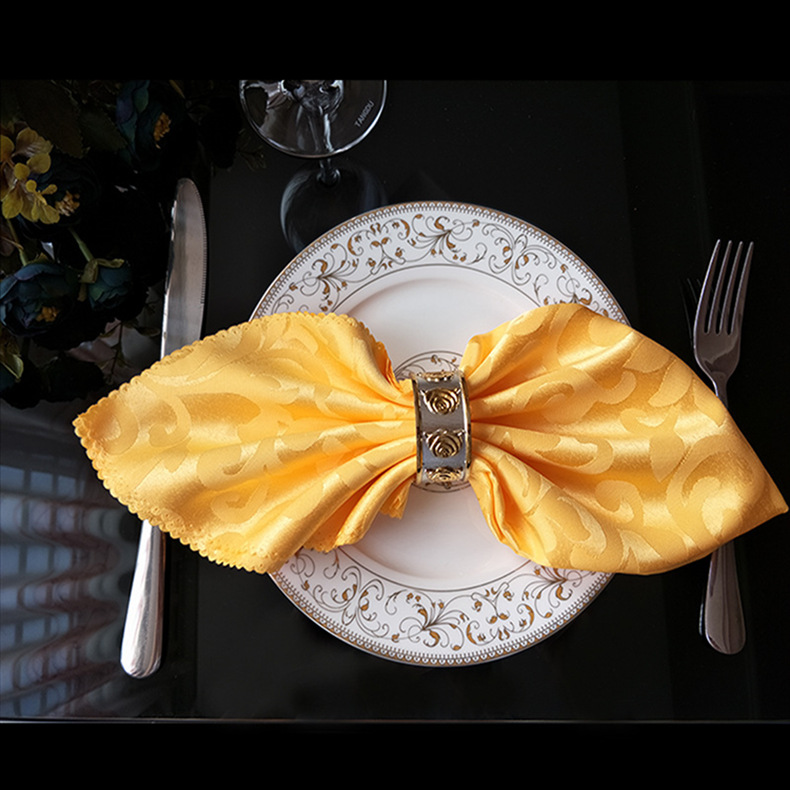 批发酒店婚庆宴会折花双勾提花餐巾口布48x48cm