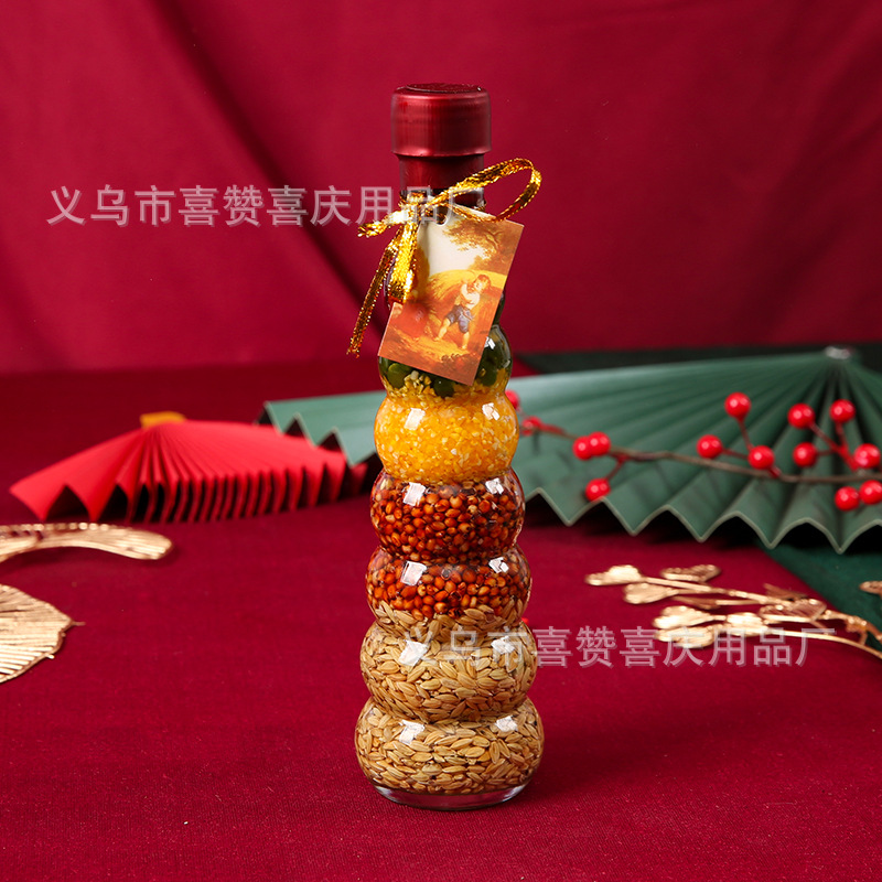 Housewarming Decoration Layout Grain Fengdeng Decoration Multi-Grain Glass Oil Bottle Gourd Glass Bottle Wedding New Home Moving