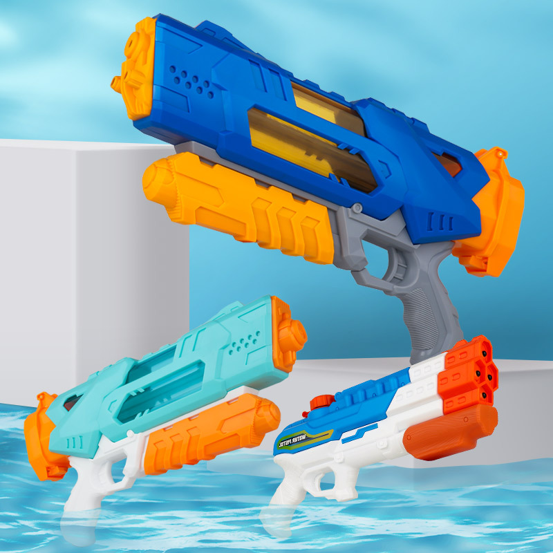 新款夏季抽拉式高压气压水枪沙滩戏水漂流对战水枪儿童玩具地摊货