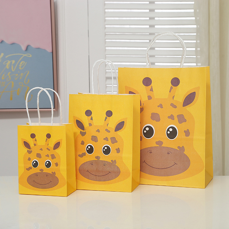 Cartoon Animal Party Arrangement Packing Bag Elephant Lion Handbag Shopping Bag Children Candy Bag Gift Paper Bag