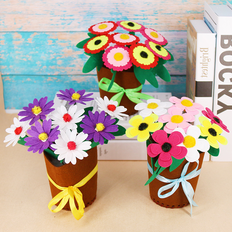 不织布花盆布艺盆栽儿童diy亲子手工制作材料幼儿园创意母亲节