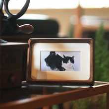4R@K日式相框照片框黑胡桃实木框柚木镜框宠物照纪念照冲洗亲