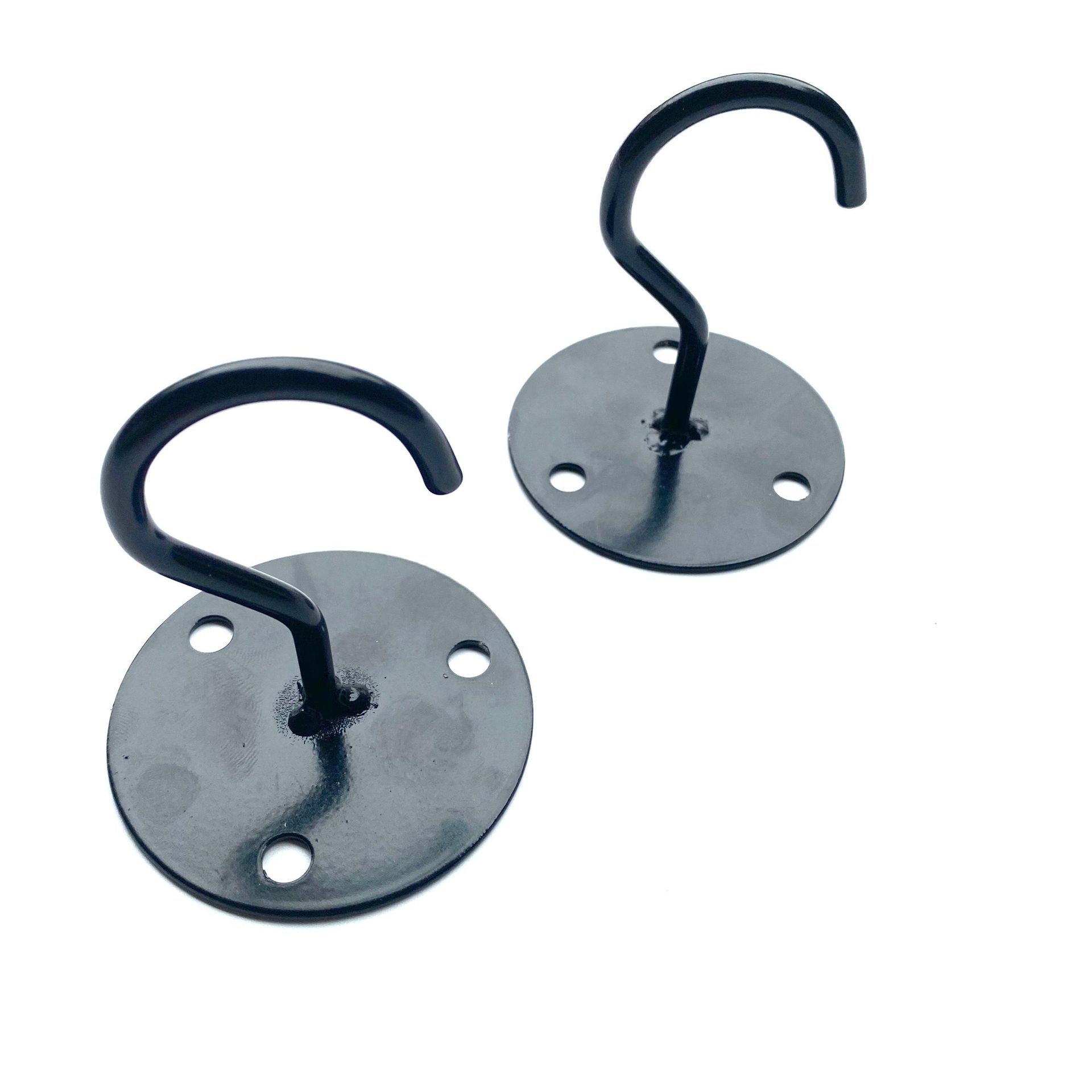 工厂直供黑色金属天花吊钩铁艺线钩天花板挂钩圆铁三孔吊钩阳台悬