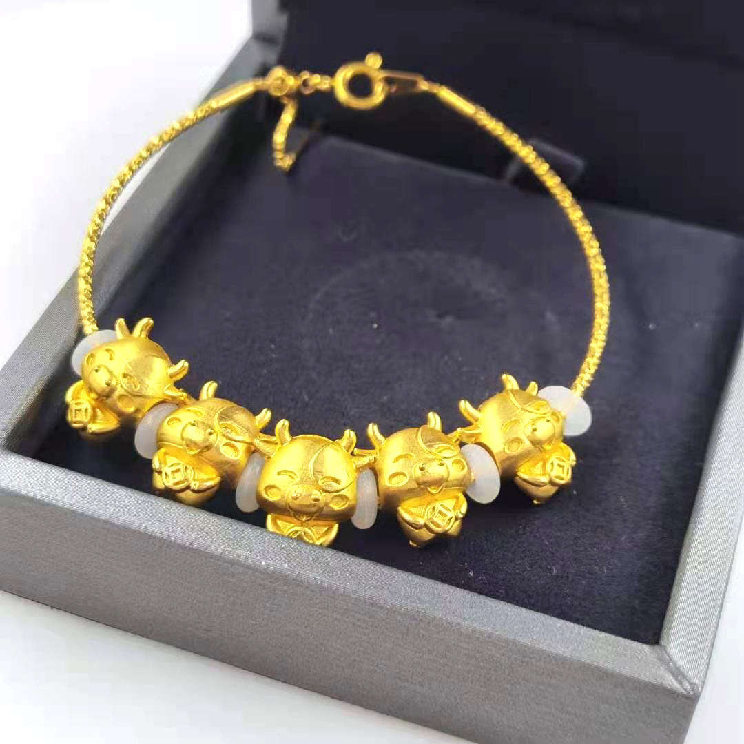 五福牛手环五福牛本命年生肖牛diy12生肖红绳编织转运珠手串