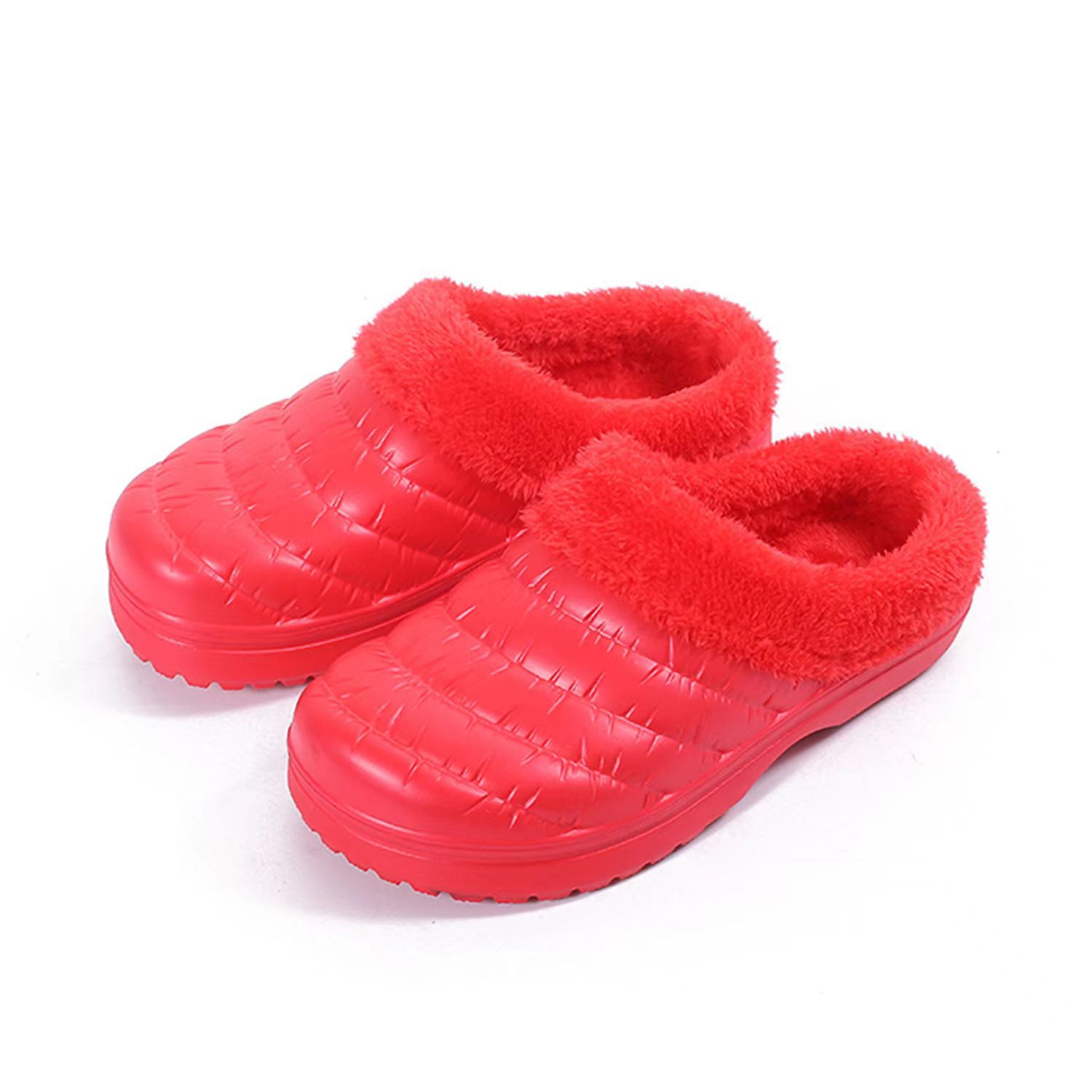 Winter Fleece-lined Lightweight One-Time Molding Eva Women's Half-Pack Plush Heel Cotton Slippers Laundry Car Wash Kitchen Work Shoes