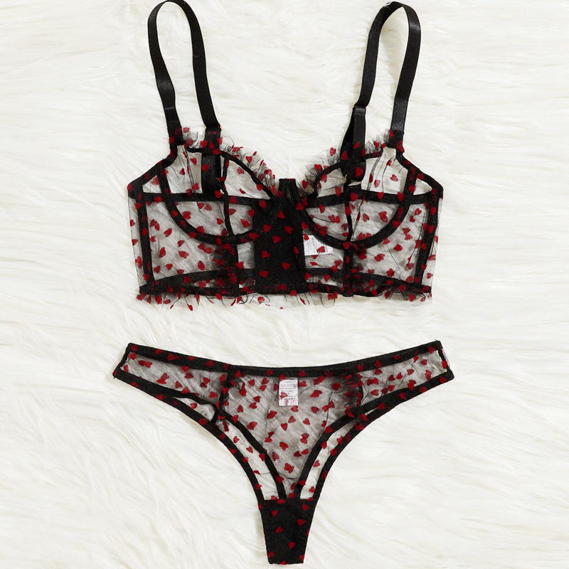 跨境情趣内衣外贸欧美出口亚马逊速卖通情趣文胸内裤印花蕾丝064