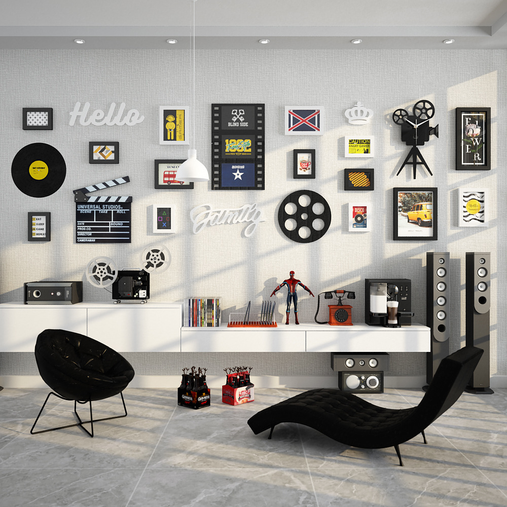 抖音电影院装饰画影视相框组合挂墙场记板创意照片墙实木简约画框