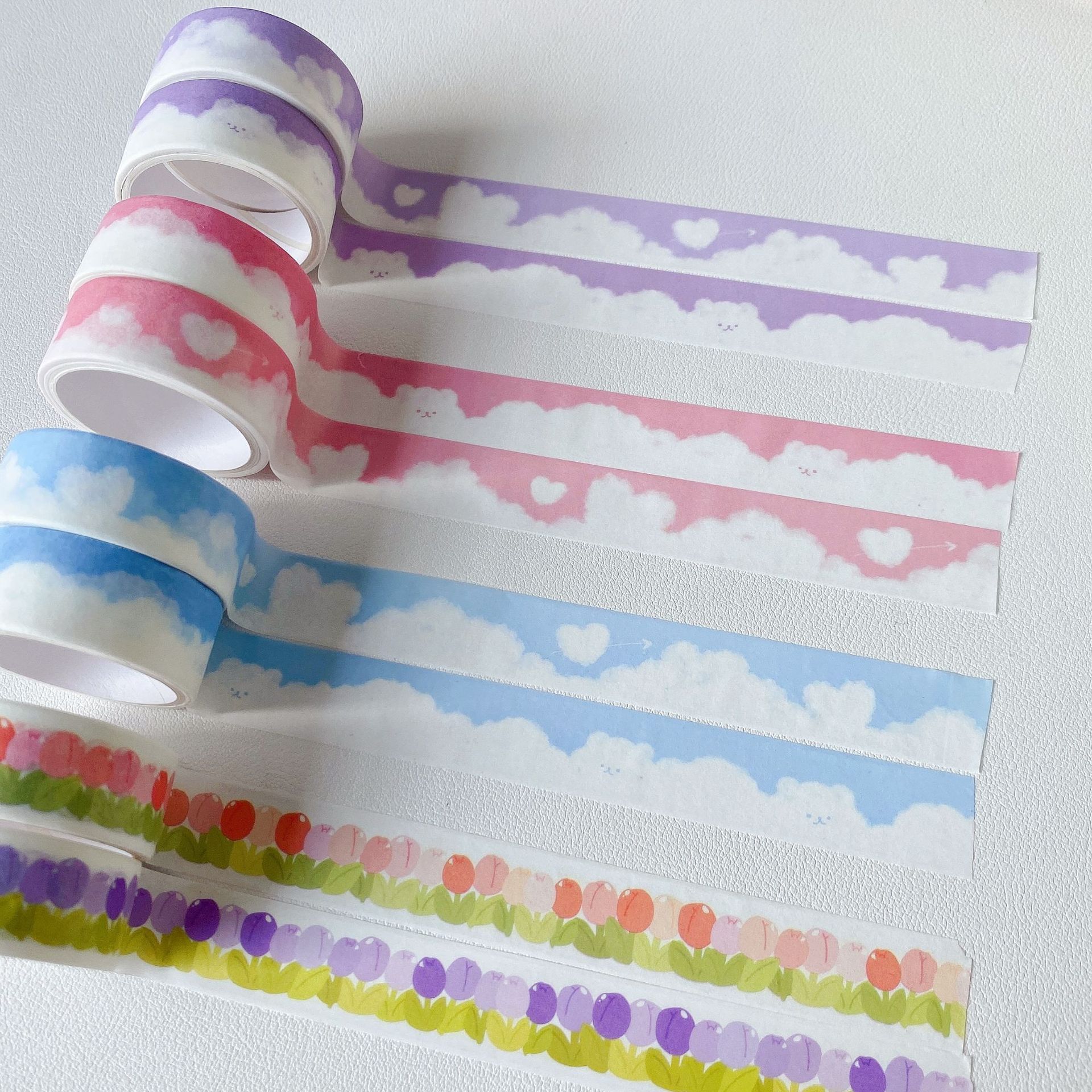 韩国ins小熊云朵造景和纸胶带手帐边框胶带可爱手账拼贴装饰胶带